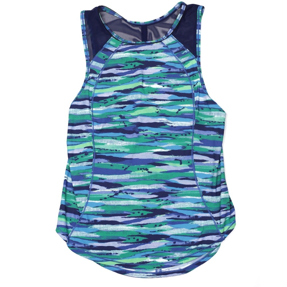 Lululemon For The Run Tank Printed Blue & Green 6